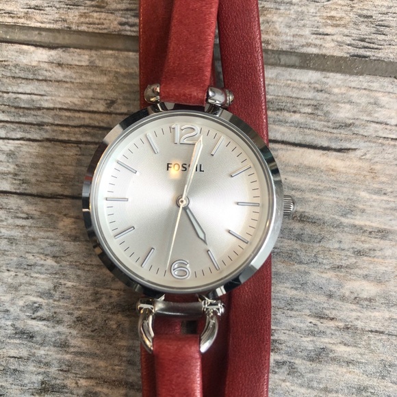 Fossil red leather watch - Picture 2 of 3